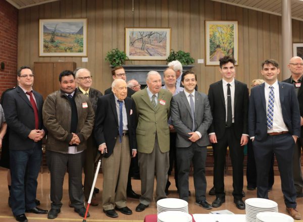 Editors of the Paulinian, from left to right: George Hakim, Jean-Jacques Javier, Pat Carrol, Donald Leyden, Kevin McPike, Paul Adams, James McPherson, Jeremy Semchyshyn, Matt Semchyshyn. Photo provided by the Paulinian.