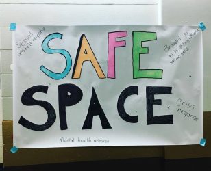 Poster advertising Safe Space at Frosh Fest