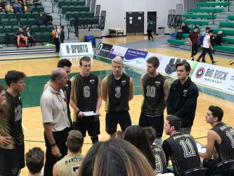 Grant Legaree, wearing number 10 during a timeout.